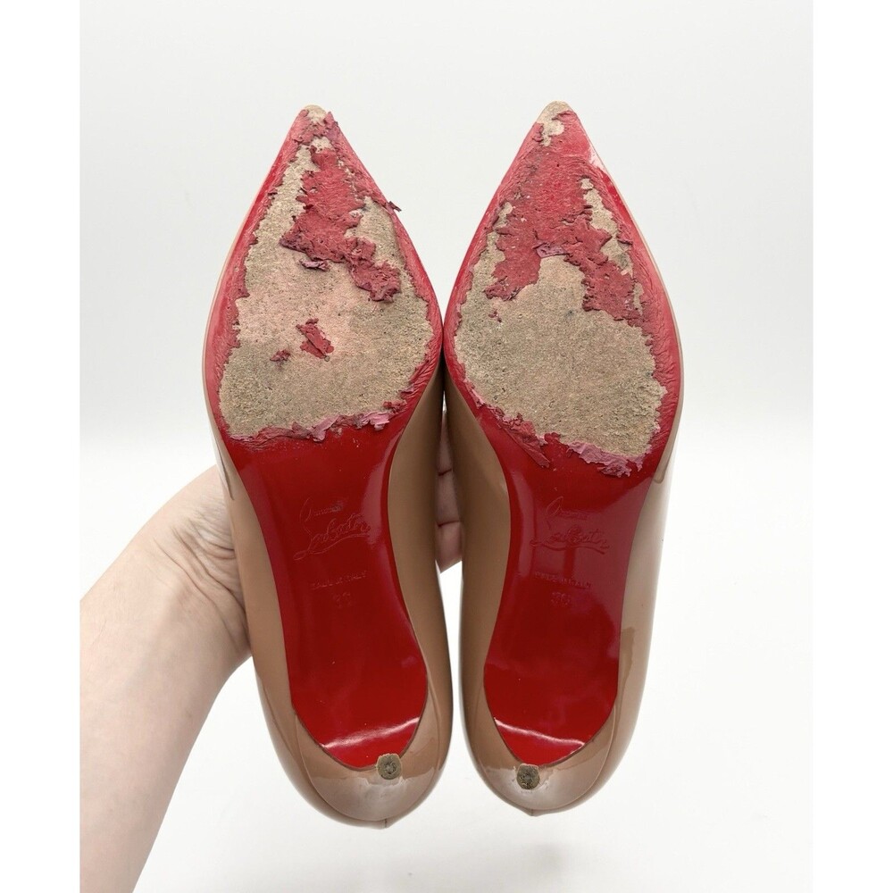 Christian Louboutin Kate 70 Nude Patent Leather Pointed Toe Stiletto Heels EU 36 - Picture 11 of 15